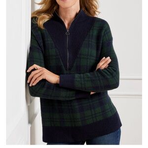 NWT Talbot’s Plaid Zip-Up Sweater